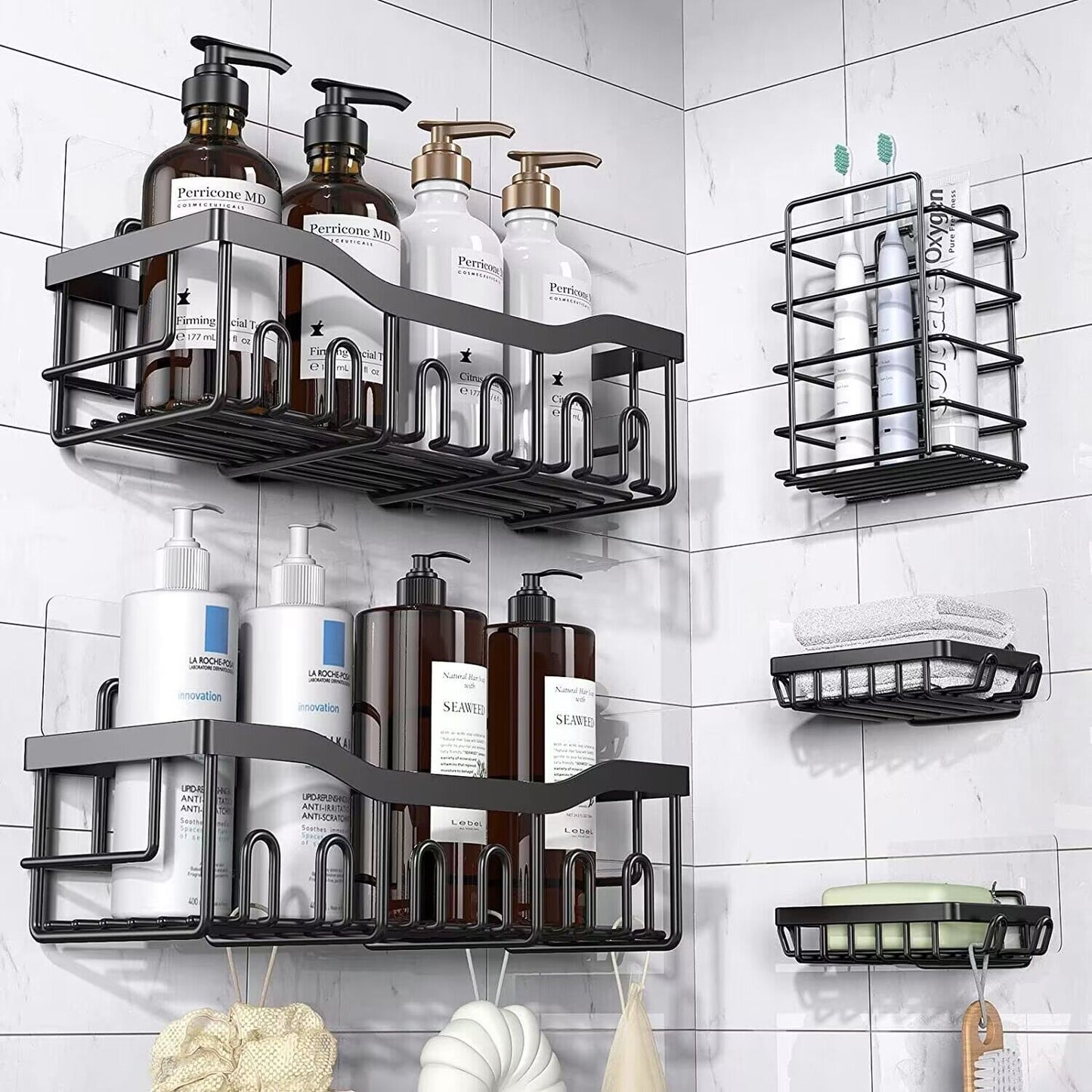 Midnight Organiser: Black Shower Storage Caddy