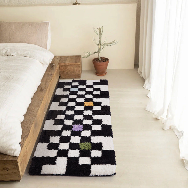 Vintage Checkerboard Bedside Bedroom Bedside Rug