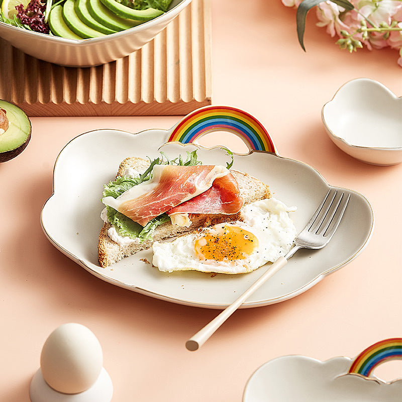 Rainbow Radiance: Ceramic Tableware