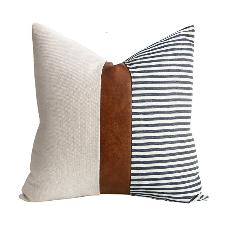 Stripe Lux Leather Cushion Cover