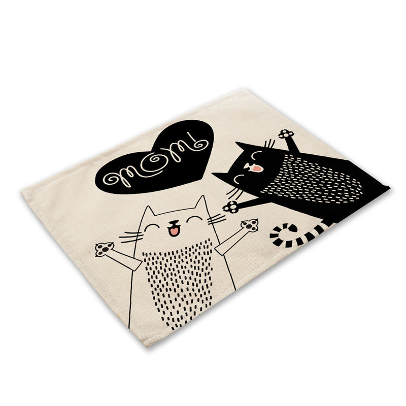 Whisker Wonder: Creative Cat Print Cotton and Linen Western Placemat