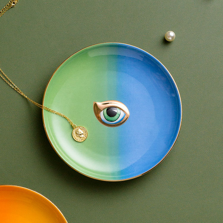 Vibrant Eye Guardian: Colourful Trinket Storage Dish