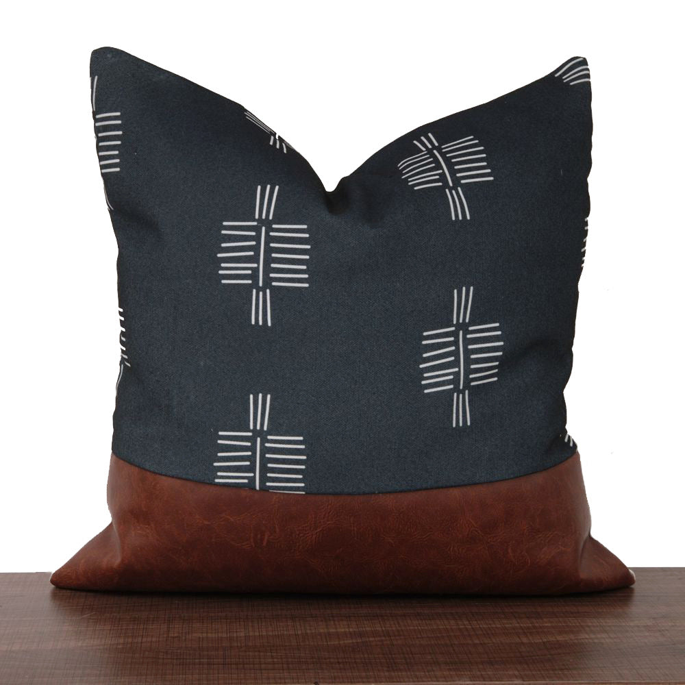 Nordic Chic Geometric Leather Pillow Case