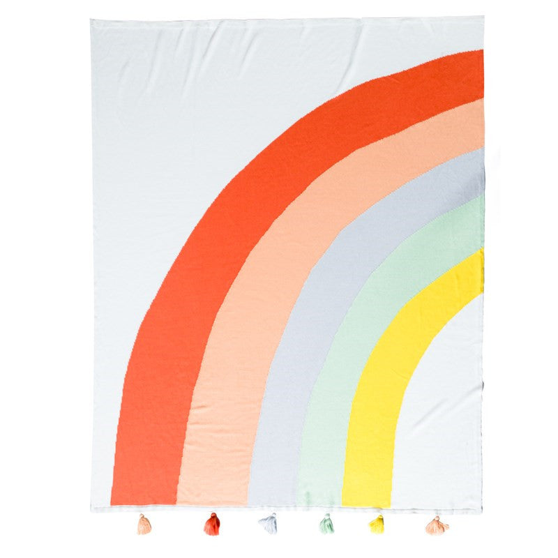 Rainbow Blanket Cute Tassel Home Sofa Knitted Woolen Blanket