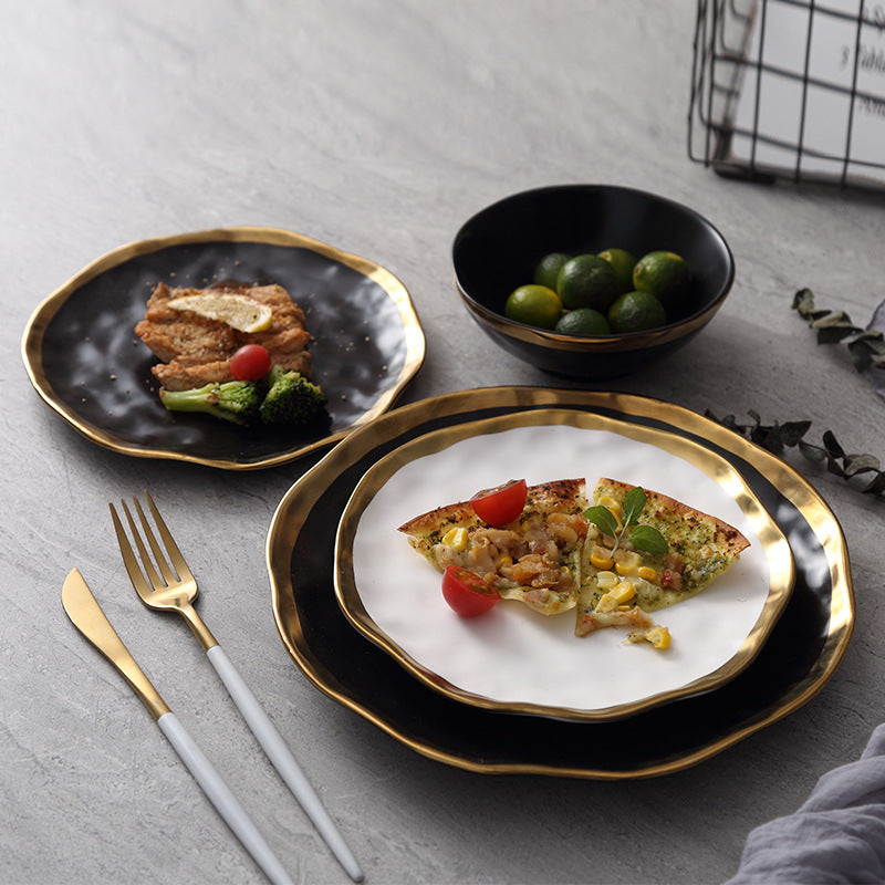 Golden Elegance Textured Ceramic Dinnerware Set