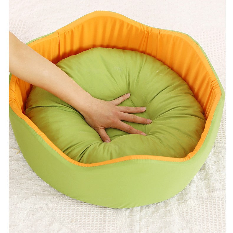 Rainbow Retreat: Colourful Nest Pet Bed