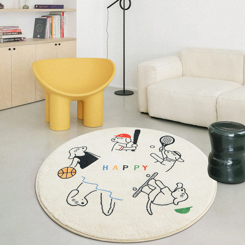 Cute Animal Themed Children Circular Rug