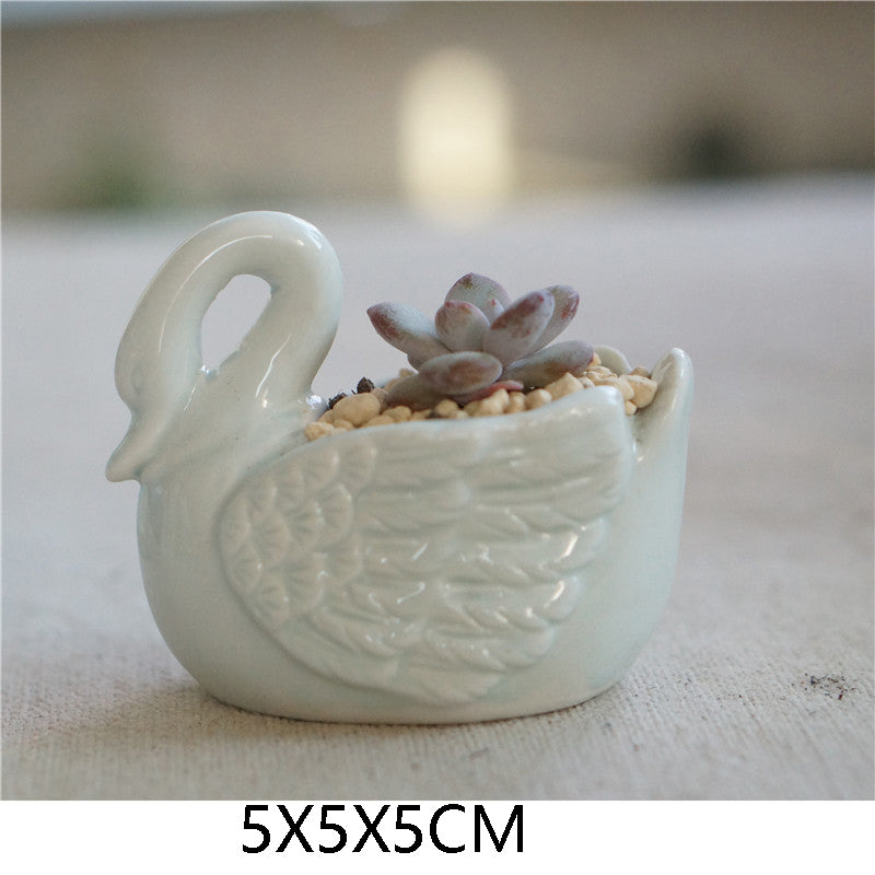 Swan Serenity: Succulent Plant Pot