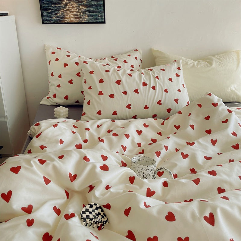 Heartfelt Dreams: Heart Printed Bedding Set